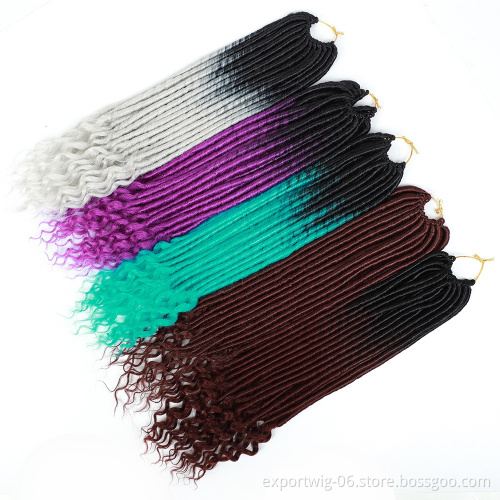 Wholesale Synthetic Hair Hot Selling Crochet Braiding Hair Extensions Faux Locs Deep Curl 20inch Goddess Faux Locs